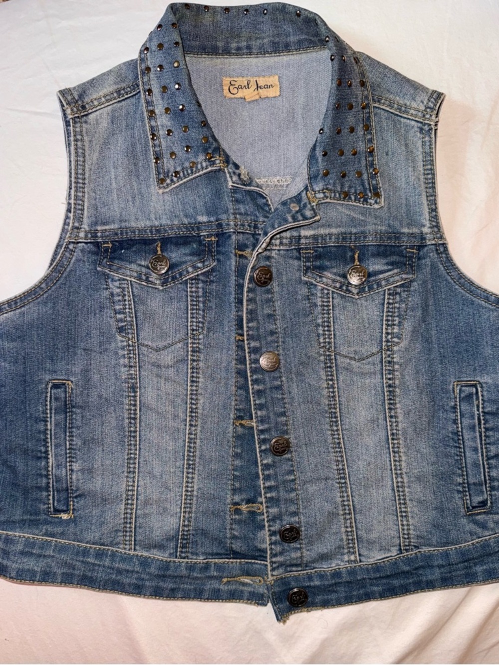 Earl Jeans Light Blue Studded Denim Vest
